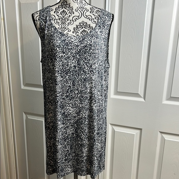 LOGO Lori Goldstein Black & White Sleeveless Dress XL Light Flowly - Picture 1 of 5